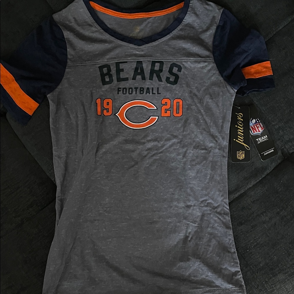 Women's Bears Football Tee - Gray, Navy, and Orange